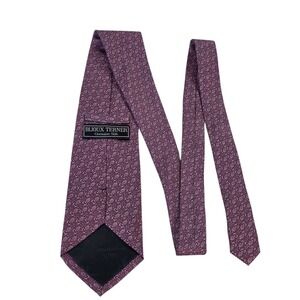 Bijoux Terner Men's Silk Tie‎ Patterned Pink Purple Hand Made Necktie Business
